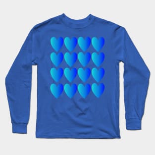 Love Hearts Classic Blue Shades From Light To Dark Long Sleeve T-Shirt